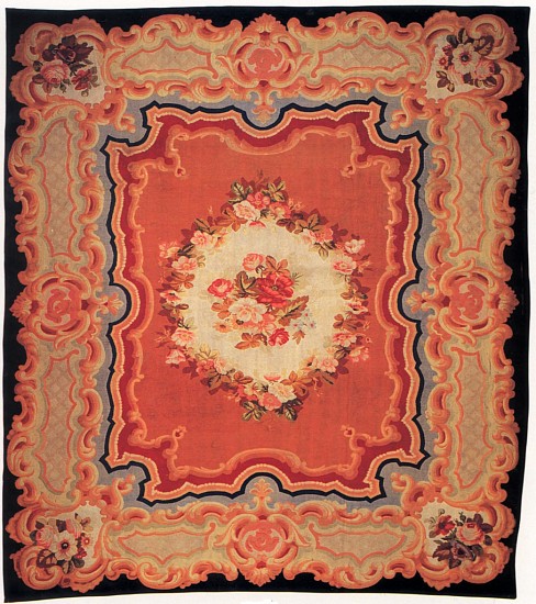 19th-Century FRENCH, Aubusson Carpet
1875-1900, Wool