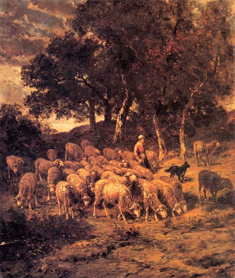 Charles Emile Jacque, A Shepherdess and her Flock
ca. 1867, Oil on canvas
